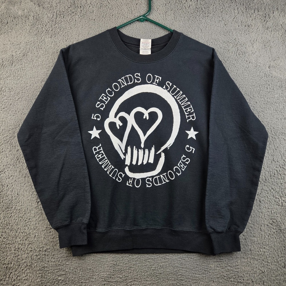 5 Seconds of Summer Sweatshirt Men's Small Black 5SOS Band Merch Skull